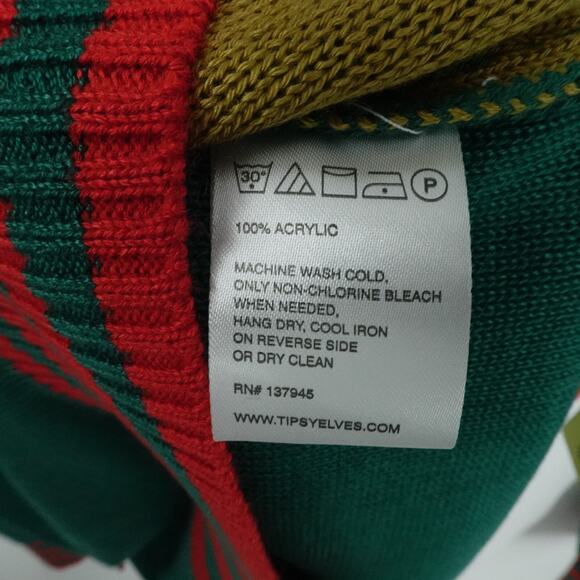 Tipsy Elves Ugly Christmas Sweater Mens Extra Large Green Deer Gains Funny - Picture 8 of 10